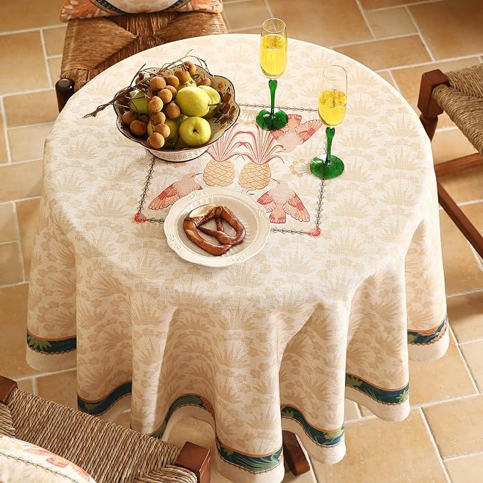 patdrea Designer Vintage Small Round Table Cloth, French Tropical Style - Image 3