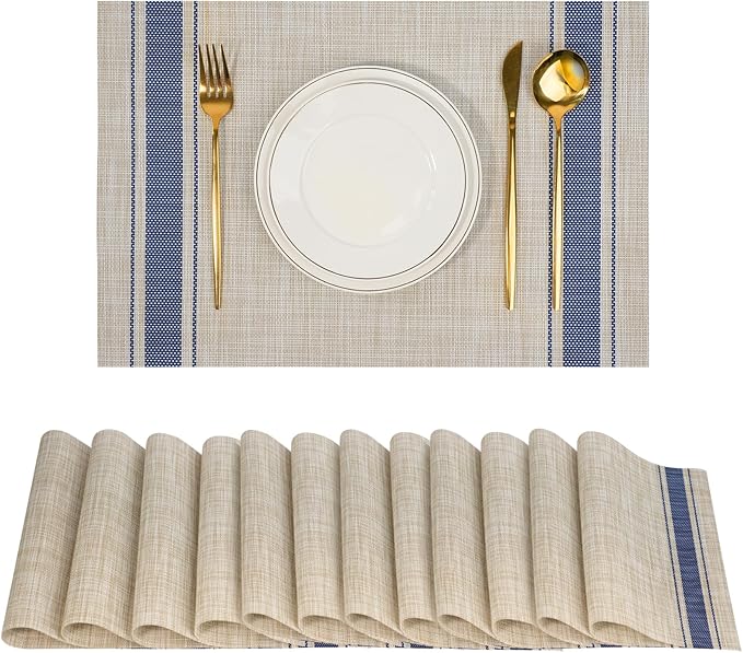 Placemats Set of 12，Non-Slip PVC Weave Table Mats Easy to Clean，Heat Resistant by flohar