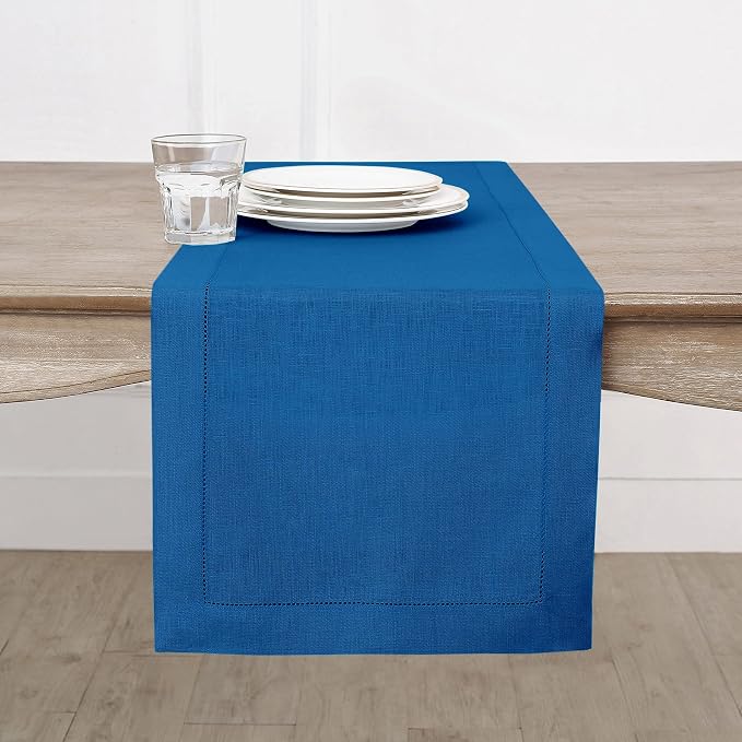 Solino Home Linen Indigo Blue Table Runner 90 Inches Long by SolinoHome