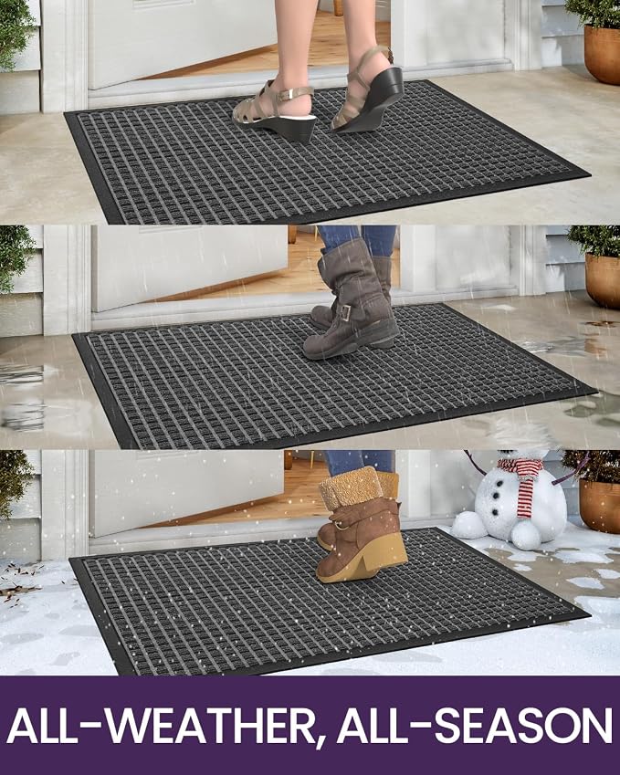 DEXI Front Door Mat Outside Entrance, Rubber Entry Doormat Heavy Duty, Welcome - Image 4