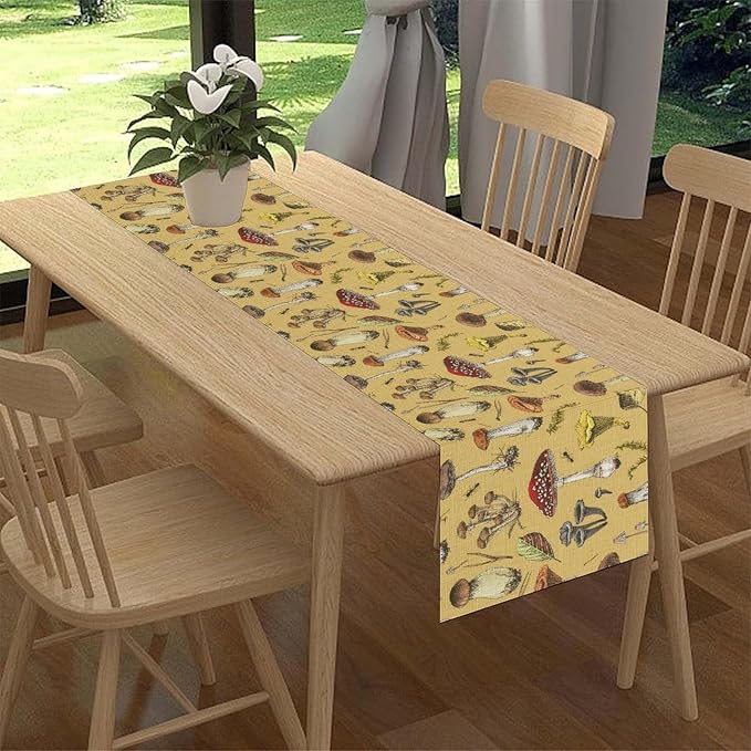 Mushroom Table Runner, Rustic Farmhouse Mushroom Fall Autumn Seasonal Country - Image 3