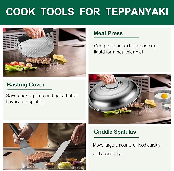 Barbecue Tool Sets: 46-Piece Griddle Kit with Stainless Steel Basting Dome