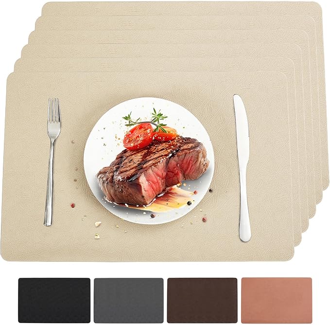 Vinyl Placemats Set of 6 Heat Resistant Easy Clean Non-Slip Place Mats by BxzanDya-LifeSmartMaker