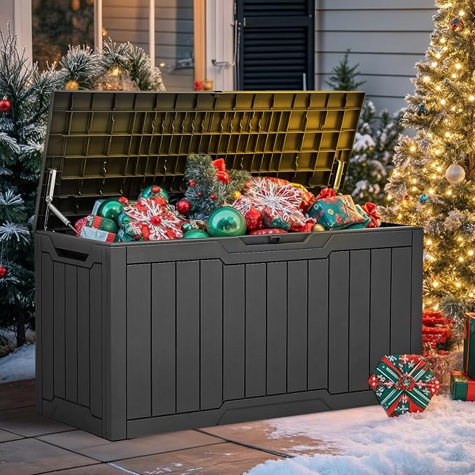 YITAHOME 100 Gallon Outdoor Storage Box, Large Water Resistant Resin Deck Box - Image 2