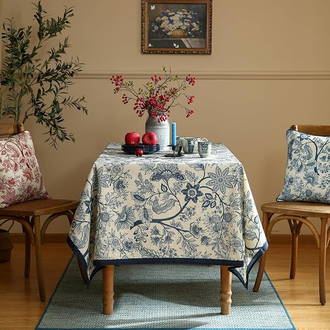 ISAENNE Designer French Linen Small Square Tablecloth, Durable Home Decor - Image 3