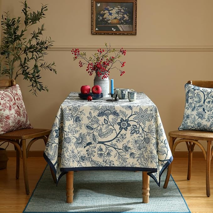 ISAENNE Designer French Linen Tablecloth Rectangular, Durable Home Decor - Image 3