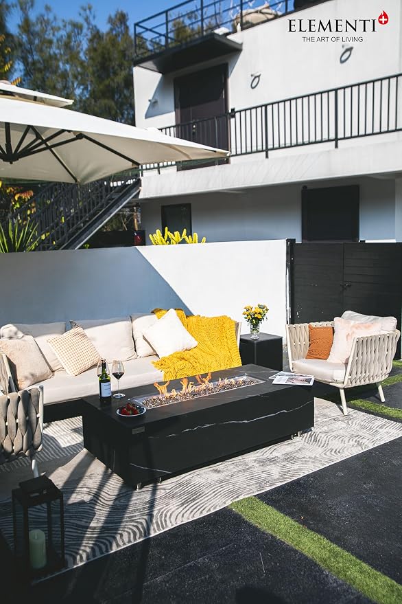 Elementi+ | Bundle Varna Gas Fire Pit | Marble Porcelain & Metal Frame | 60" - Image 5