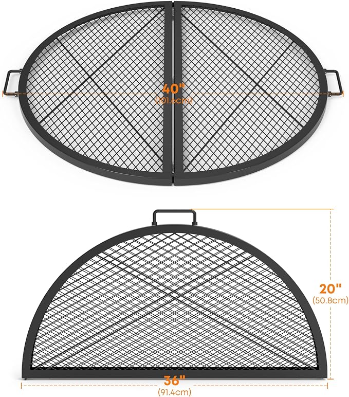 Stanbroil X-Marks Fire Pit Cooking Grill Grates, Foldable Round Cooking Grate - Image 2