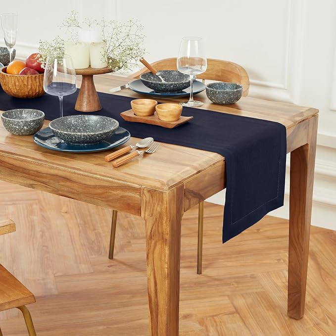 Solino Home Linen Navy Blue Table Runner 72 Inches Long - Image 9