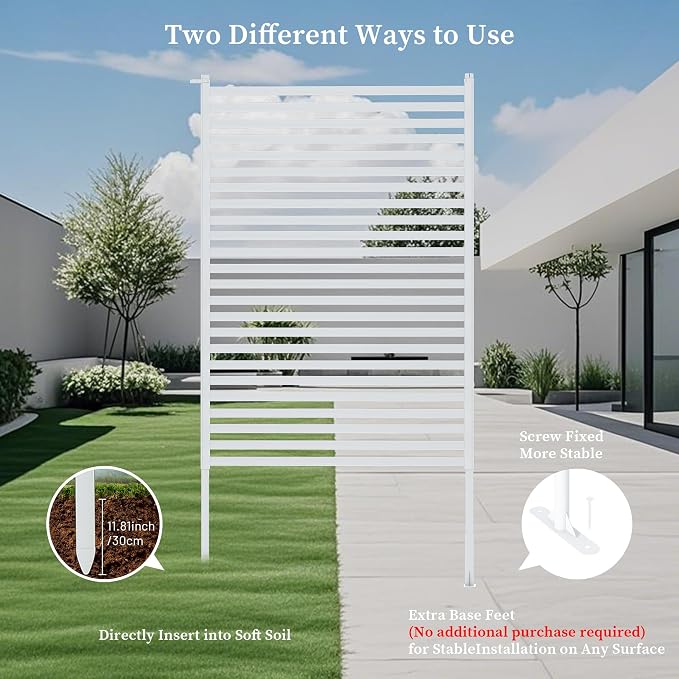 Outdoor Privacy Screen with Stand, Rustproof Metal Fence Panel, 47.24’’ x 71’’ - Image 5