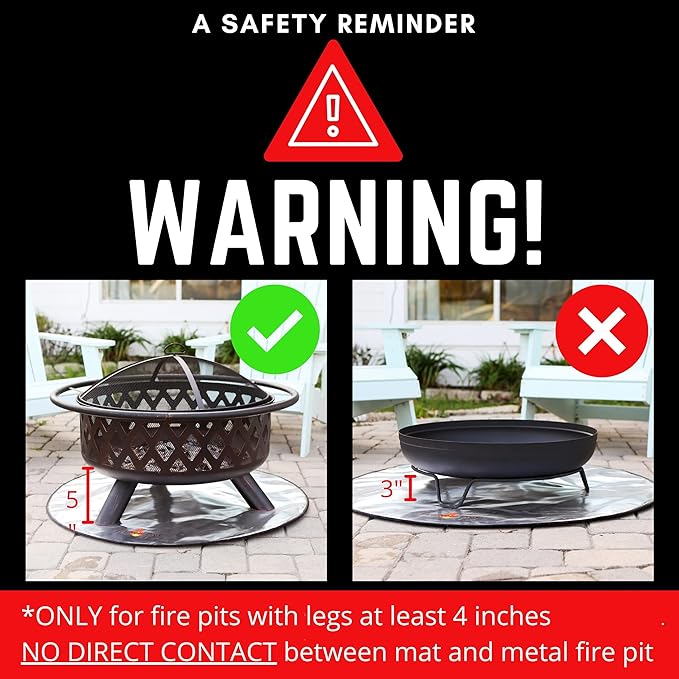 40" Round Fire Pit Mat for Deck, Grass and Concrete. Heat Reflective Fireproof - Image 6