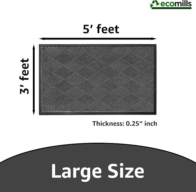Ecomills Deluxe Diamond Entrance Door Mat, X-Large Heavy Duty Absorbent Rubber - Image 3