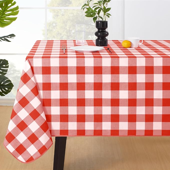 MOSAYT Rectangle Vinyl Tablecloth, 100% Waterproof Buffalo Gingham Plastic by MOSAYT
