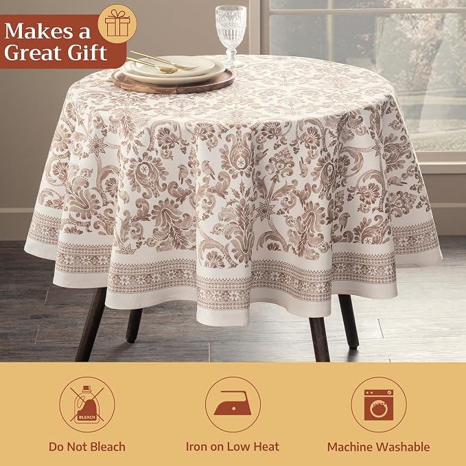 Maison d' Hermine Table Cloth Round Table 100% Cotton 69 Inches Fall Tablecloth - Image 5