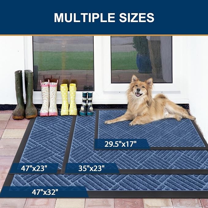 Smiry Front Door Mat Outside Entrance, Heavy Duty Outdoor Indoor Mat, Natural - Image 2