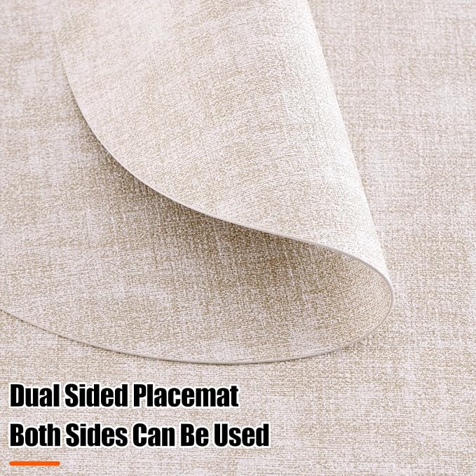 Homaxy Round Faux Leather Placemats and Coasters, Washable Dual-Side Table Mats - Image 3