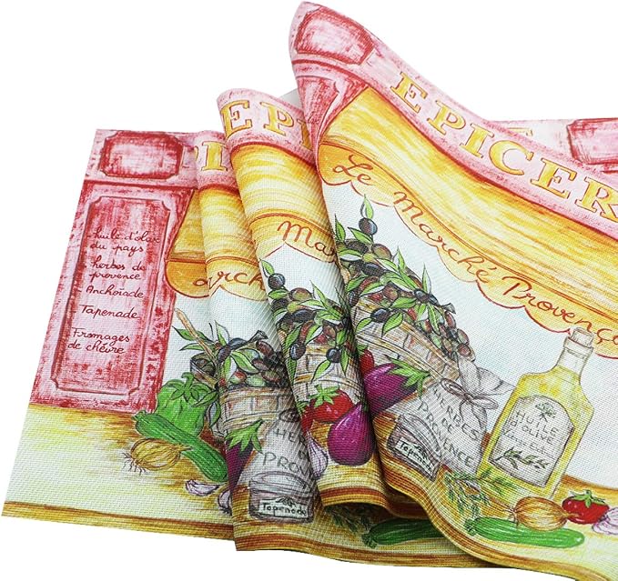 Gugrida Placemats Set of 6 Plaid Checkered Colorful Landscape PVC Placemat - Image 7