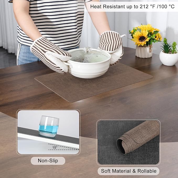 Myir JUN Placemats Dual Sided, Faux Leather Place Mats Set of 6 Indoor Placemat - Image 5
