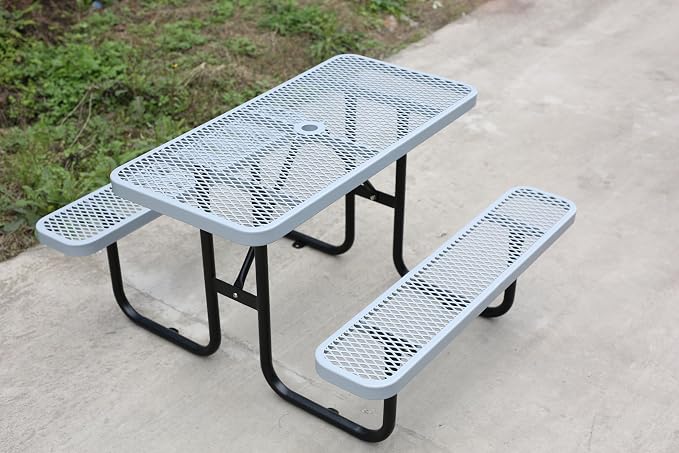 48'' Rectangular Steel Picnic Table - Image 7
