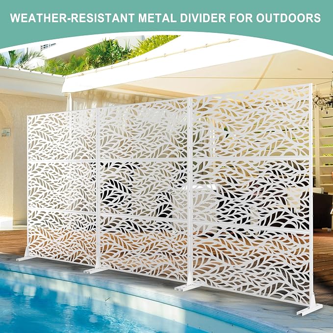 Metal Privacy Screen for Outdoor & Indoor Use, Free Standing Privacy Screen for - Image 5
