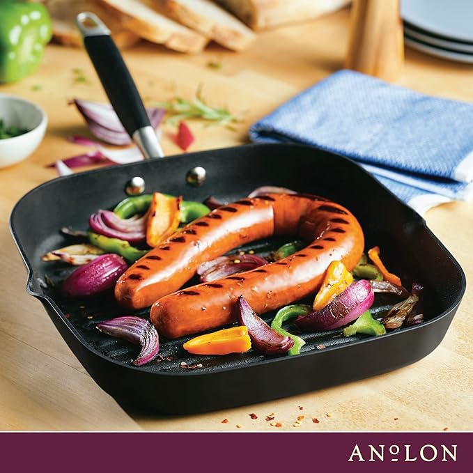 Griddle Pan, 11-Inch Hard-Anodized Nonstick Deep Square, Onyx
