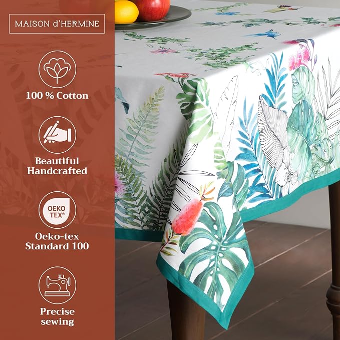 Maison d' Hermine Table Cloth Rectangle Table 100% Cotton 60 x 120 Inches - Image 2