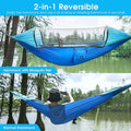 Hammock with Mosquito Net, 440 lb Capacity, Blue Nylon Pop-Up