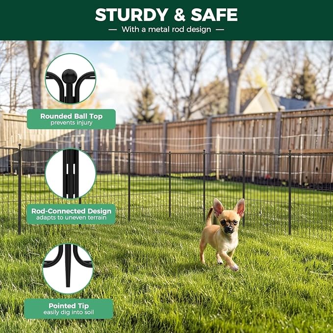 FXW Decorative Garden Fence for Yard - 32in x 15.7ft 8 Panels - Metal Fencing - Image 2