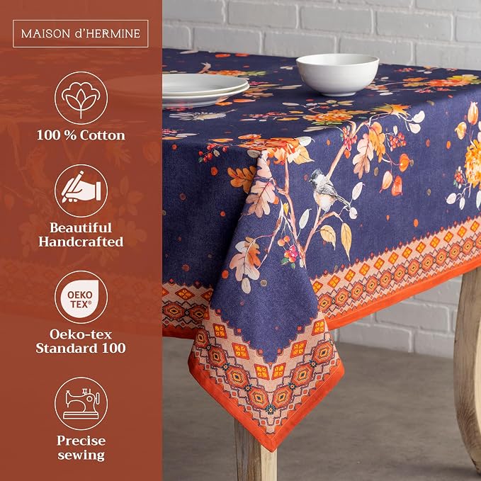 Maison d' Hermine Table Cloth Square Table 100% Cotton 54 x 54 Inches Fall - Image 2