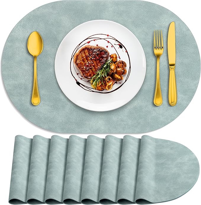 ADRIMER Placemats, Heat Resistant Oval Placemats Set of 8 Washable 12 x 17 Inch by Adrimersdreamistobeanindispensablecompanioninyourlife