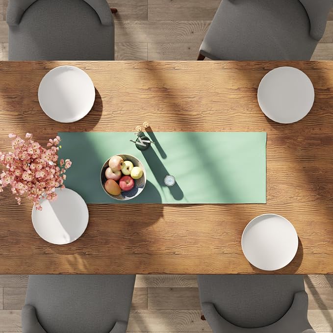 Encasa XO Table Runner 13"x36" Long | Cotton Canvas Fabric | Mint Green Solid - Image 4