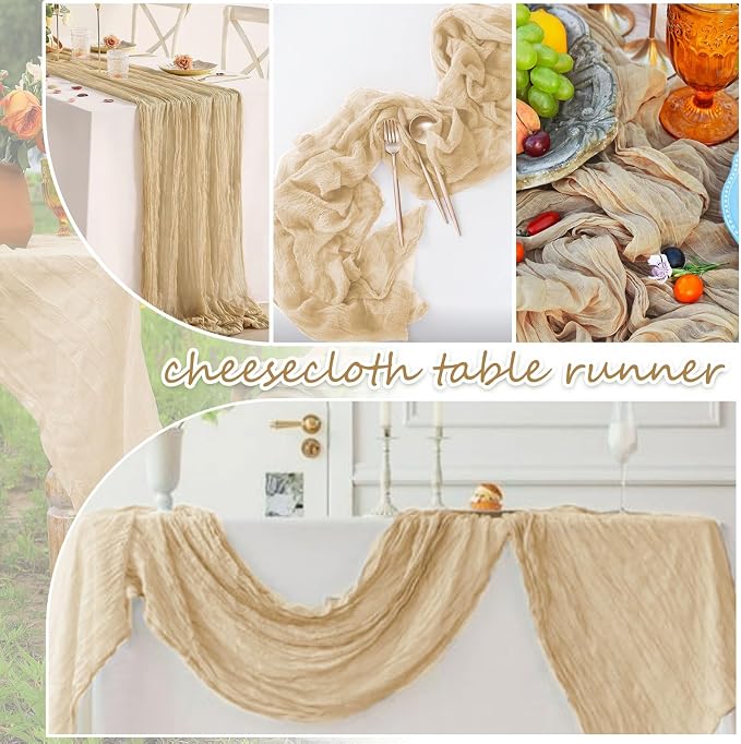 20 Packs Cheesecloth Table Runner 10FT Long Boho Gauze Fabric Table Runner - Image 4