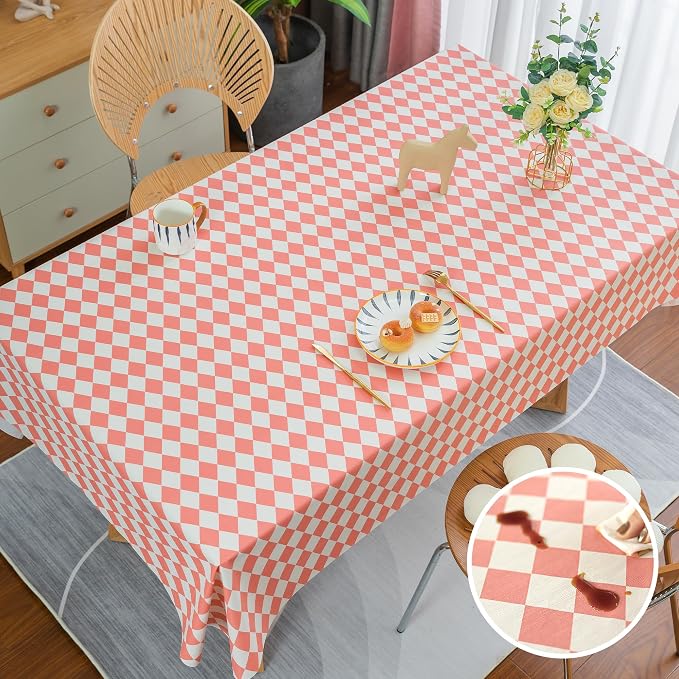 Rectangle Table Cloth, 100% Waterproof Tablecloth Oil Proof Spill Proof Vinyl - Image 2