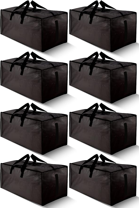 8 Pack Large Strong Bags with Zippers & Carrying Handles by HOMESURE