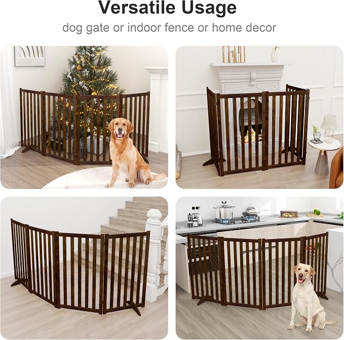 36" Height Extra Tall Freestanding Pet Gate, Solid Wood Folding Safety Fence - Image 4