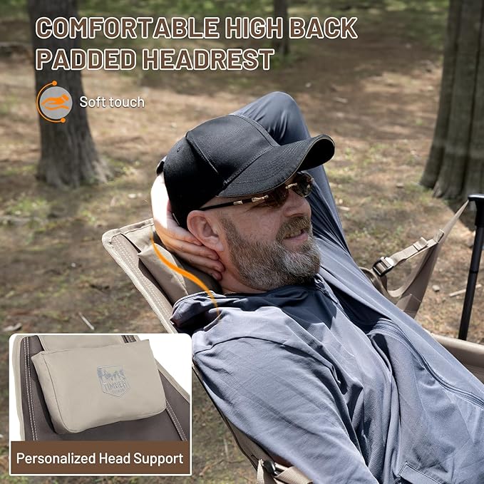 Oversized Hammock Camping Chair in Tan, 400 lb Support, Padded Seat