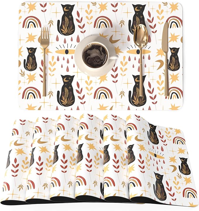 QIYI Placemats Set of 6, 12x18 Inch Faux Leather Place Mats by QIYI