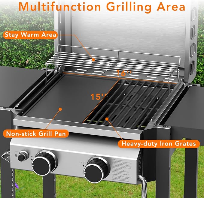Propane Gas BBQ Grill 2-Burner Barbecue Grills - Image 3