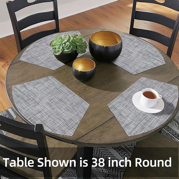 SHACOS Wedge Placemats Set of 4 Small Round Table Placemats Woven Vinyl Place - Image 6