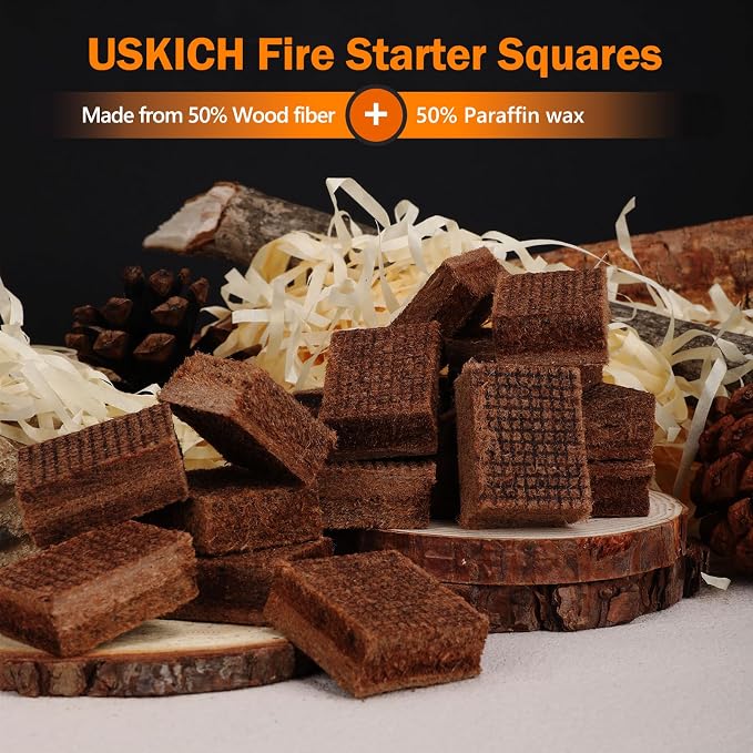 USKICH Fire Starter Squares 72Pcs, Natural Fire Starters - Image 3