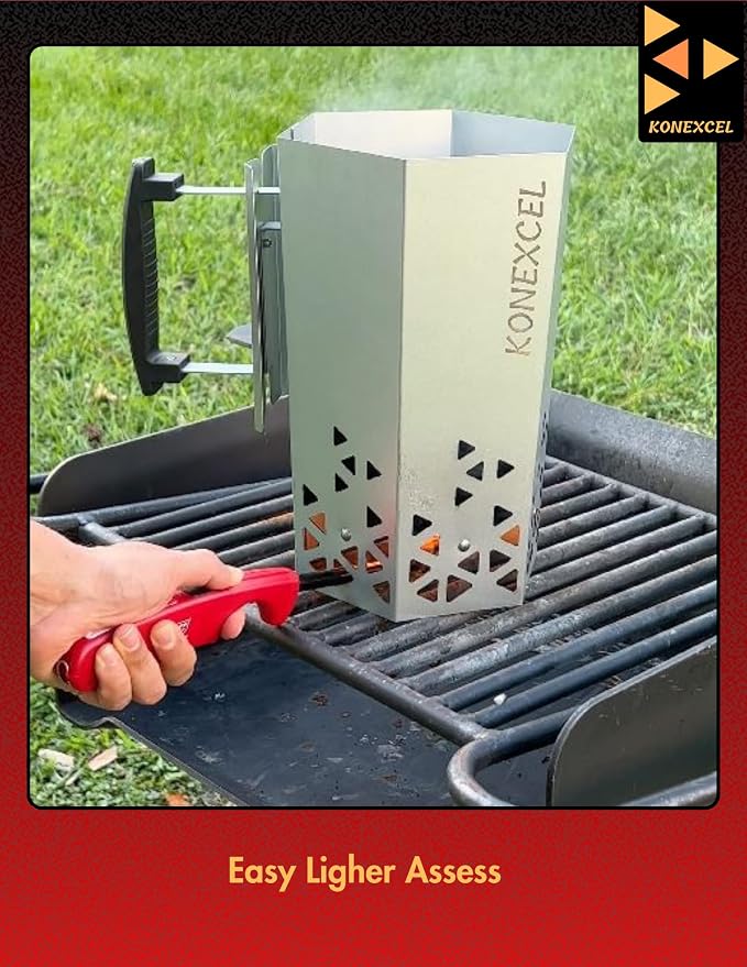 Charcoal Chimney Starter XL & Fire Starter set, Heavy Duty xl Charcoal Starter - Image 7
