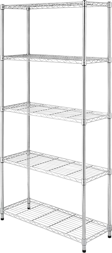 Whitmor 5 Tier Shelving Unit, Metal Storage Shelves, 400 lbs Capacity per Shelf by Whitmor