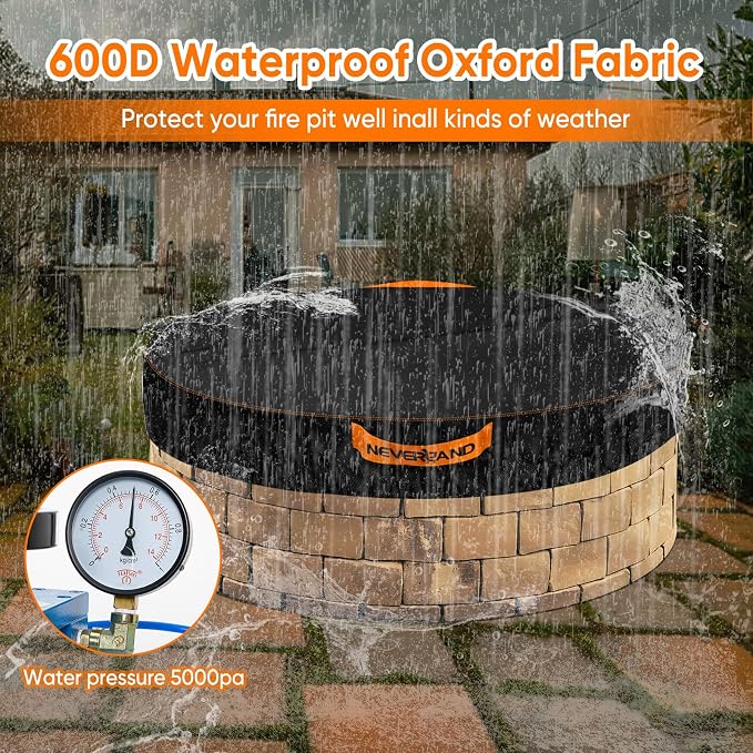NEVERLAND Round Fire Pit Cover for In-Ground Fire Pits, 52-57 Inch Heavy Duty - Image 4