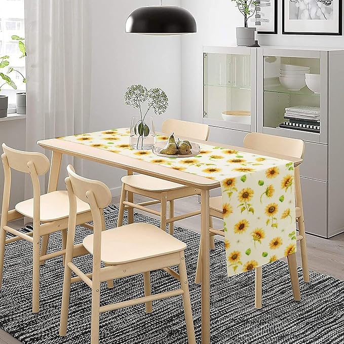 Yellow Sunflower Table Runner, Seasonal Spring Summer Flowers Table Decor - Image 2