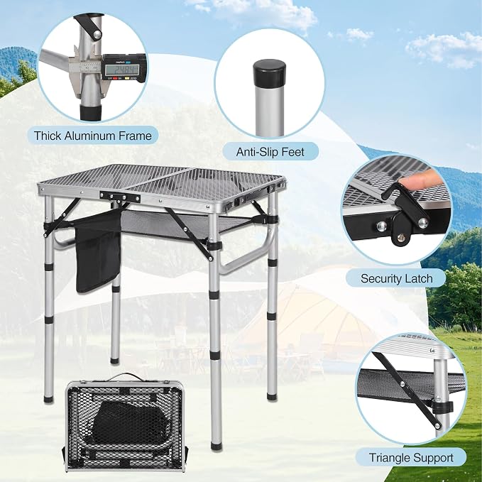 RedSwing Folding Grill Table, Lightweight Height Adjustable Aluminum Table - Image 6