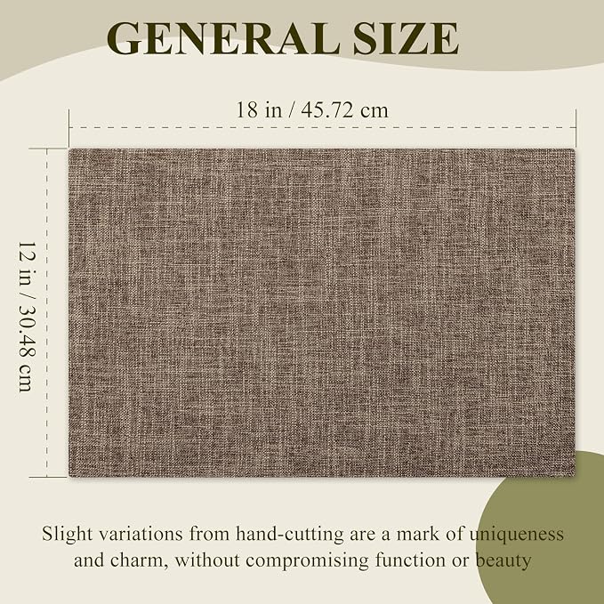 KXN Placemats Set of 6, Dual-Layer Thickened Faux Linen Table Mats, Heat - Image 6