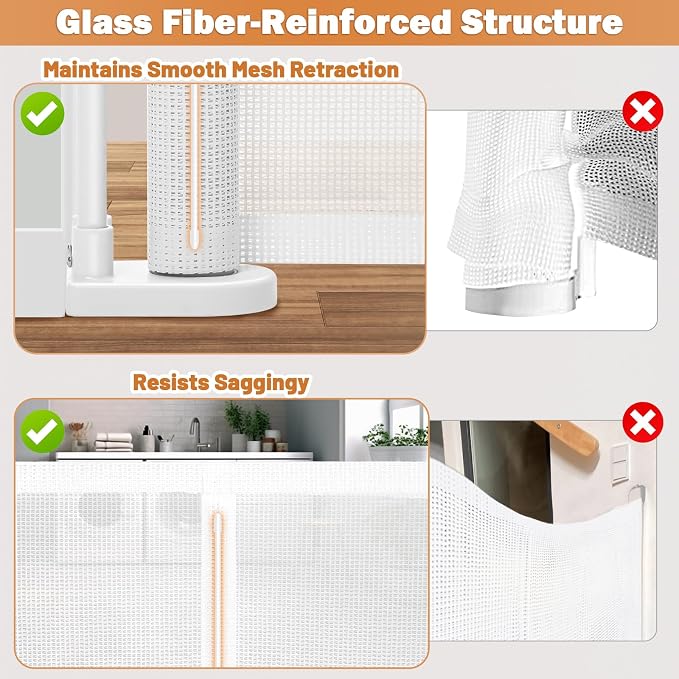 120" Extra Wide Retractable Baby Gates Mesh Gate, Long Retractable Dog Gate - Image 5