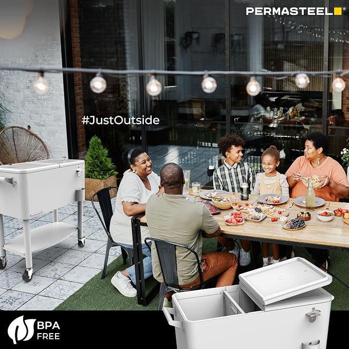 Permasteel 80 Quart Party Cooler, Rolling Ice Chest - Image 8