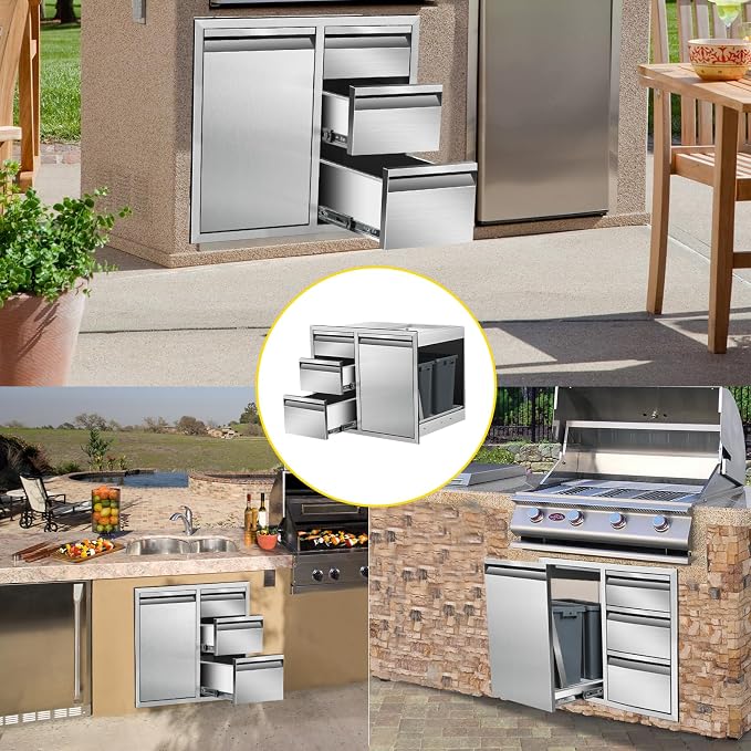 Outdoor Kitchen Door Drawer Combo Cabinet 28" W x 22" H x 19.5" D Stainless - Image 6