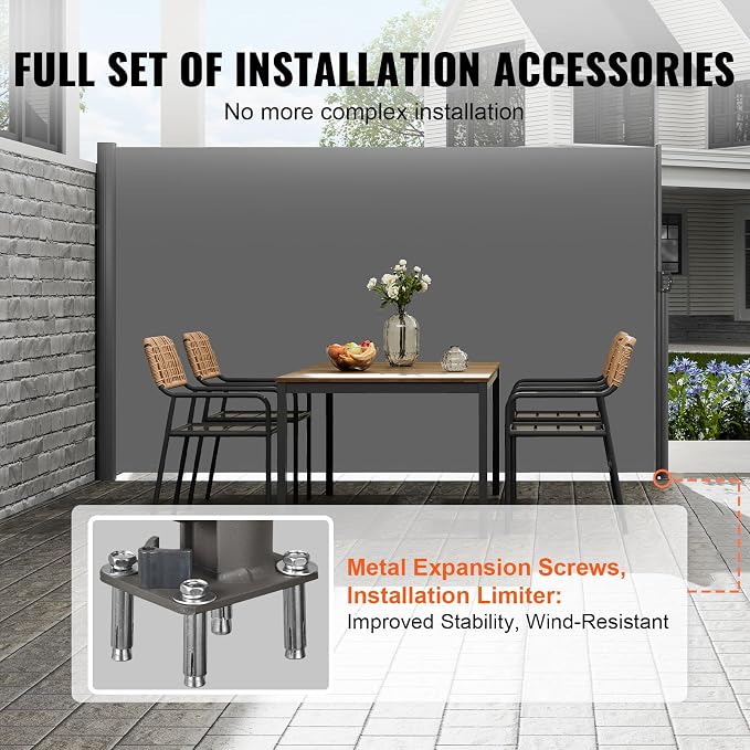 VEVOR Retractable Side Awning, UV 50 63''x 118'' Full Aluminum Rust-Proof - Image 4